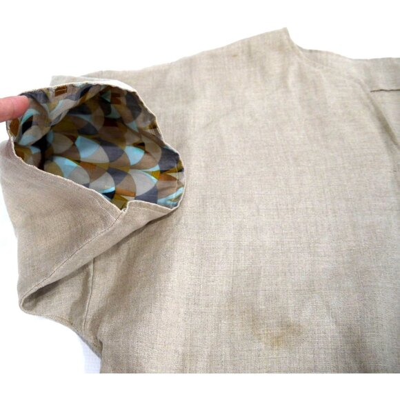 Women's tan linen crop top V Neck 1/2 lined sleeves size XL - Picture 2 of 4